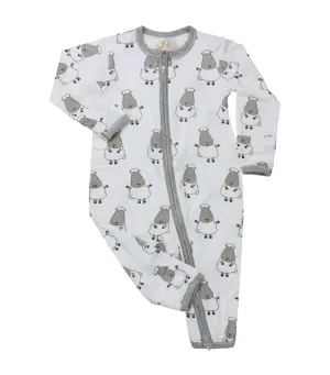 Zip Long-Sleeved Romper - Big Sheepz (White)